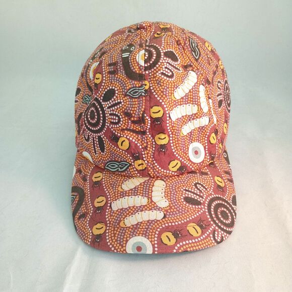 Bulurru Australian Hat 6 Panel Brown Aboriginal Art Water Hole Dreaming Cap - Picture 2 of 8